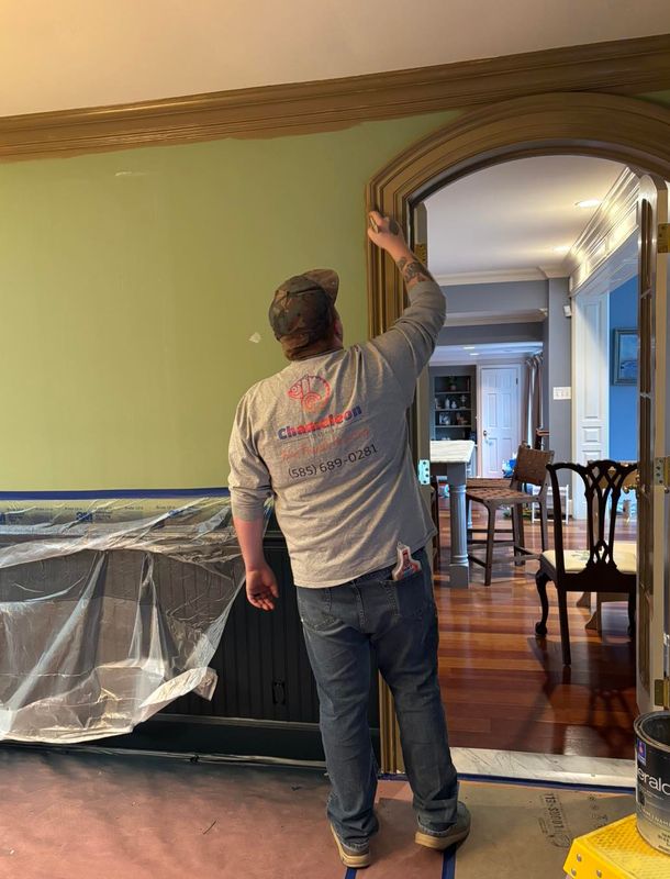 Expert interior painting in progress